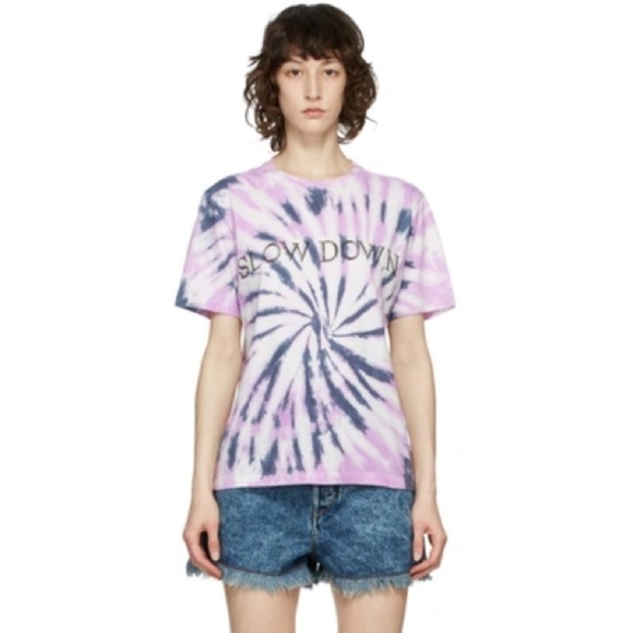 Isabel Marant Etoile Slow Down Zewel White & Purple Tie Dye Tee - Picture 1 of 11